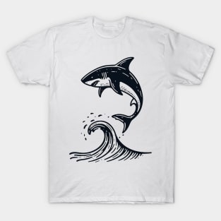 Stick Figure of a Shark in Black Ink T-Shirt